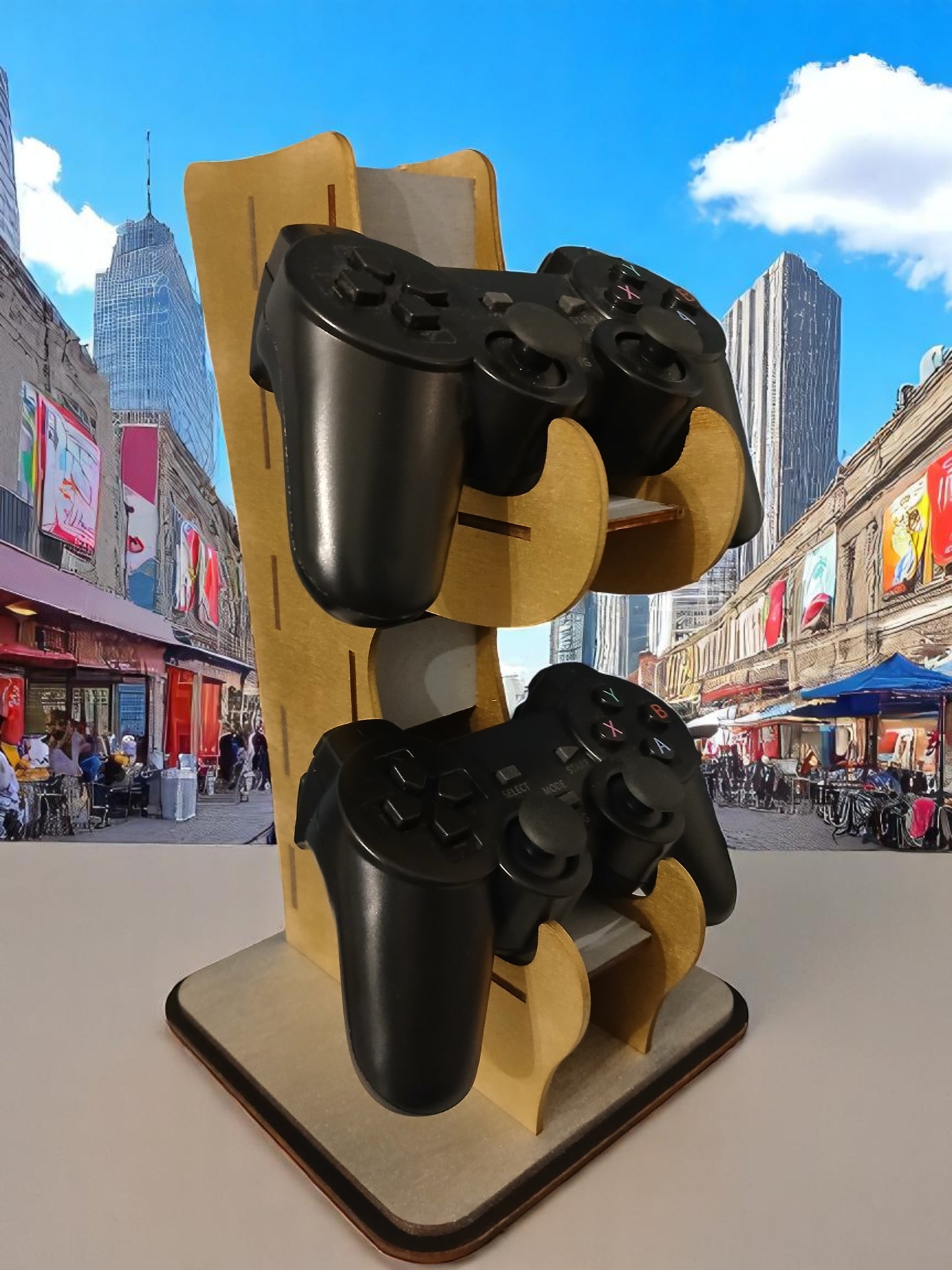 Support pour Manettes de Jeux en Bois Découpé au Laser