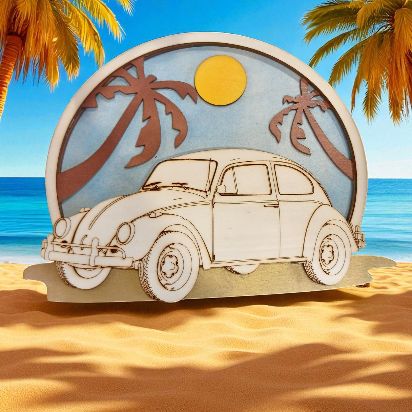 Voiture sur la plage des vacances