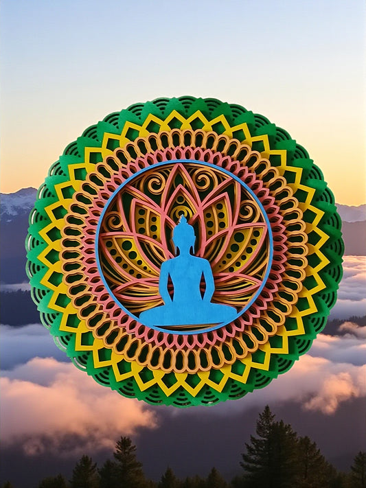 Tableau Mandala Bouddha sur Fleur de Lotus