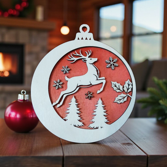 Boule de Noel - Renne et Sapin