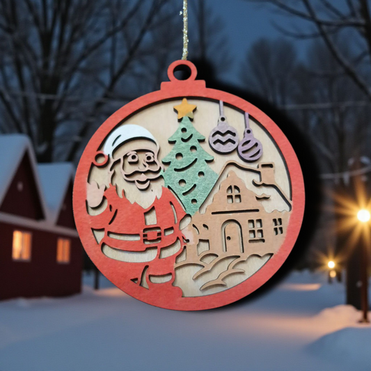 Boule de Noël - Père Noël et sa maison