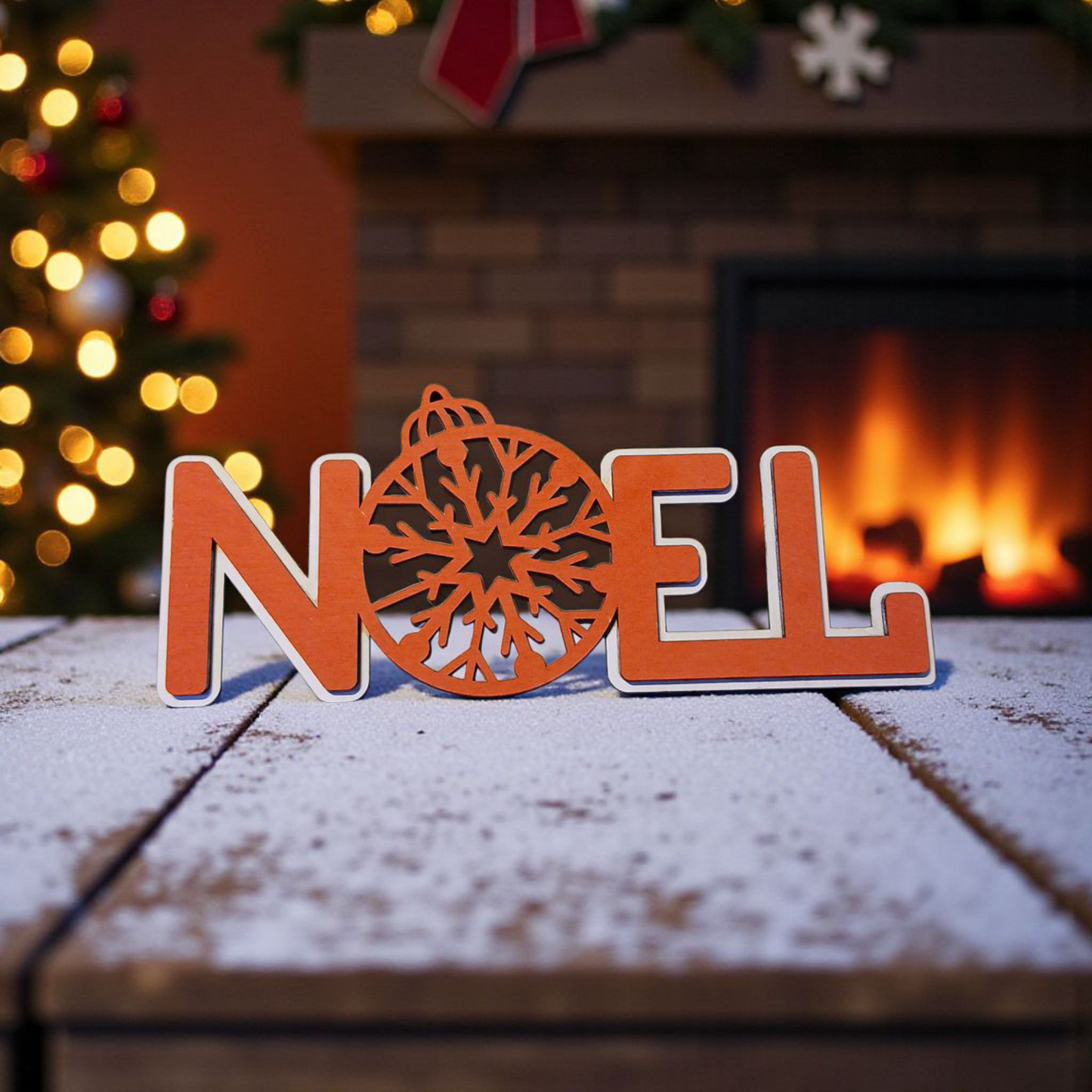 🎄 Décoration de Noël en bois – Mot "NOËL"