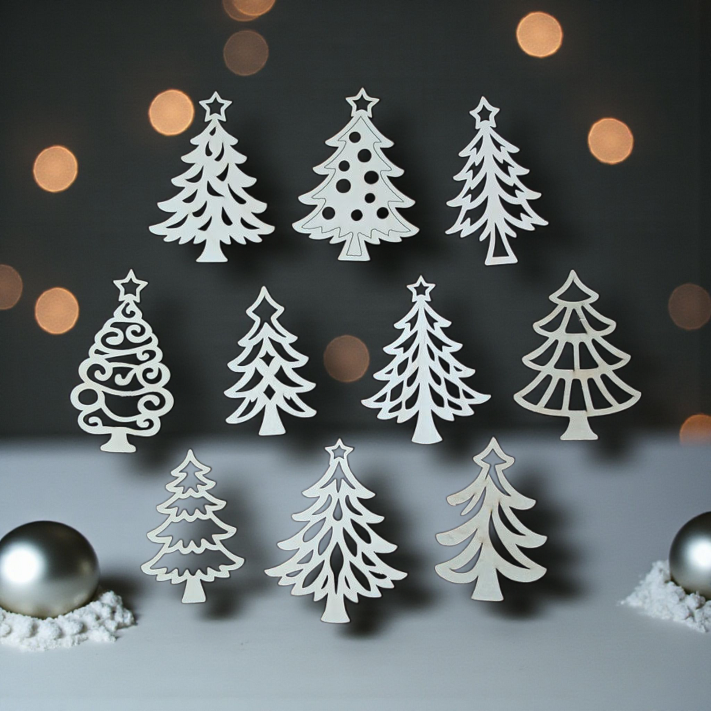 🎄 Lot de 10 sapins en bois à personnaliser – Décoration de Noël DIY 🎄
