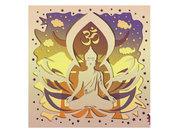 Déco murale - Bouddha sur fleur de lotus