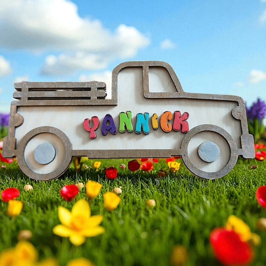 Pick-up en bois découpé au laser – Objet décoratif artisanal