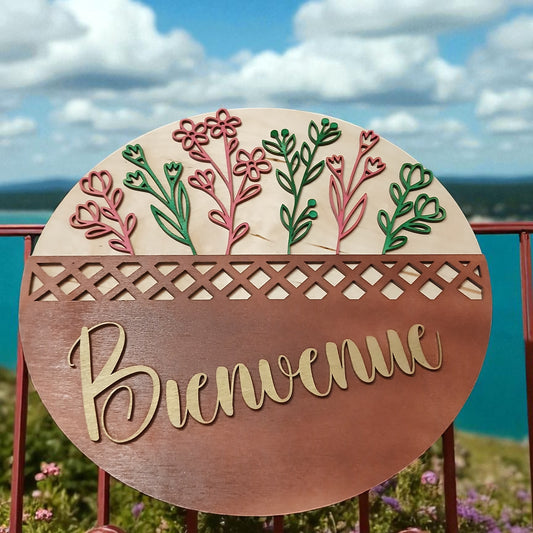Panneau de bienvenue fleuri