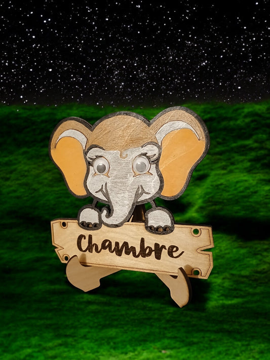 DECO04 - Plaque de chambre Eléphant