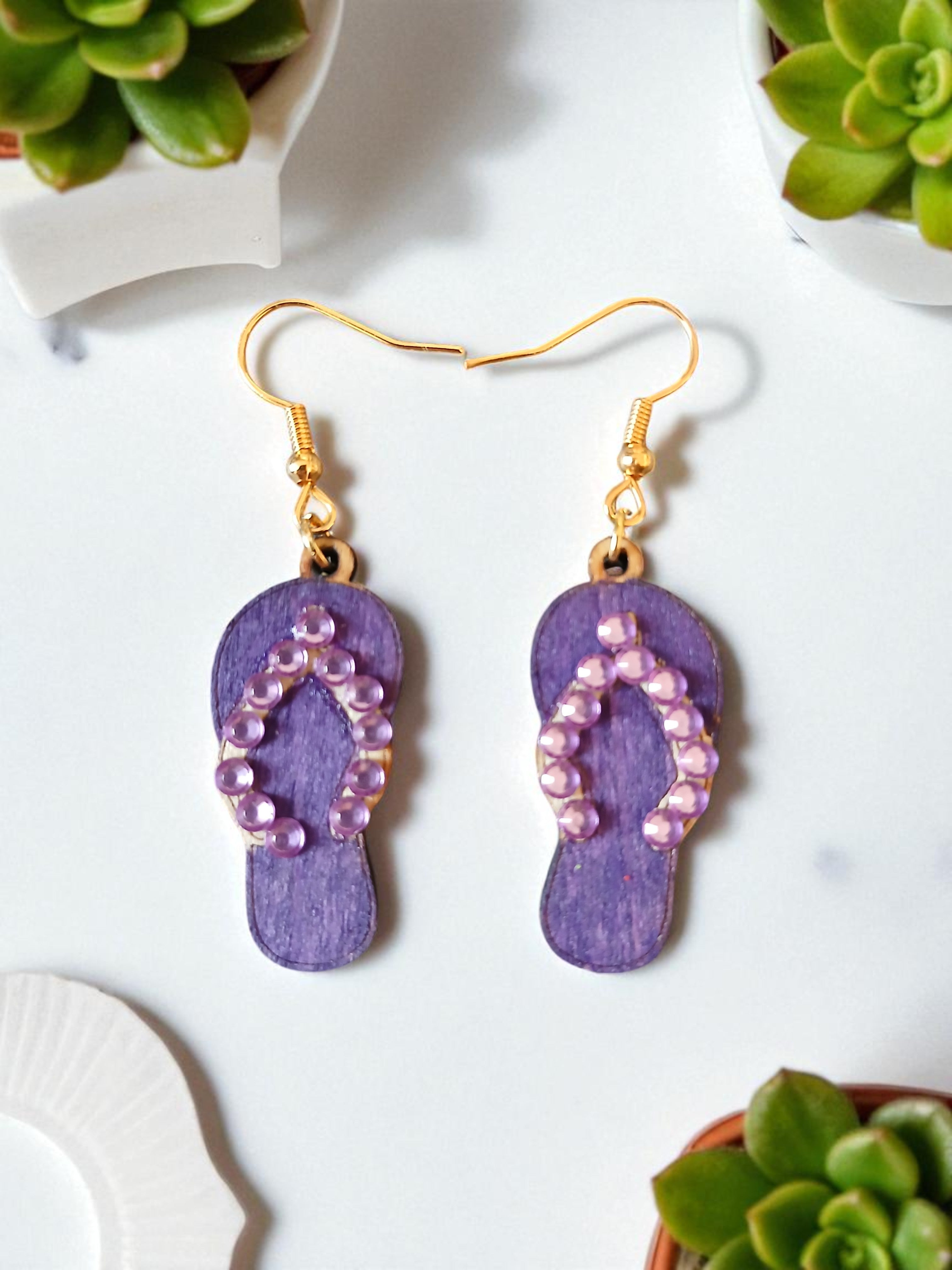 Boucles d'oreilles "Sandales mauves"