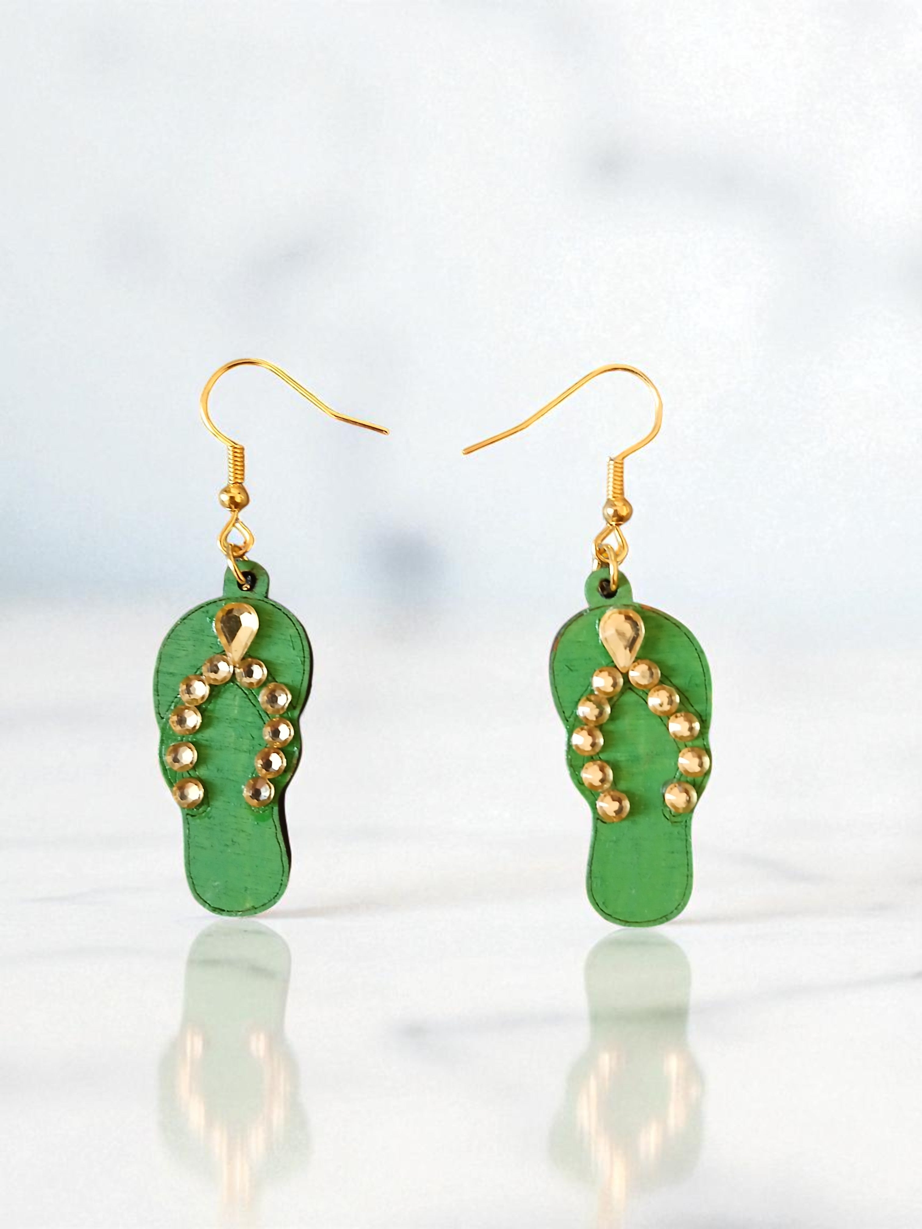 Boucles d'oreilles "Sandales vertes"