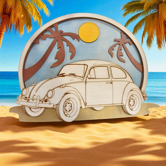 Voiture sur la plage des vacances